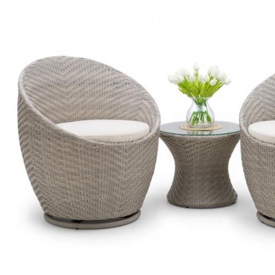 Patio Furniture - Brown Half Round Rattan Sofa Sets