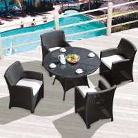 8 Seater KD Round Garden Furniture Rattan Dining Table Set