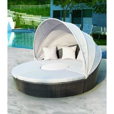 Rattan Sunbed Lounge Patio Furniture with Waterproof Tent