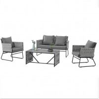 hot sale new style Outdoor furniture waterproof rattan hand weaved grey comfortable wholesale double seats sofa sets